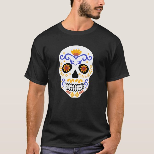T-shirt Crâne à sucre bleu et orange hommes (Devant)