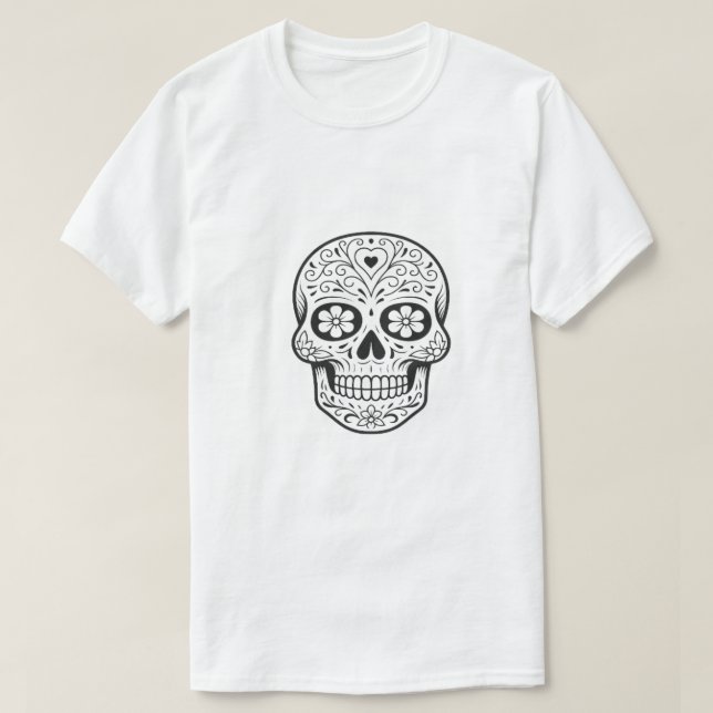 T-shirt Crâne à sucre - Fête noire et blanche complexe de  (Design devant)