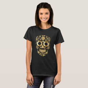 T-shirt Crâne à sucre or sur noir
