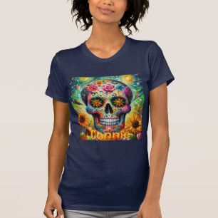 T-shirt Crâne à sucre Roses tournesol personnalisé