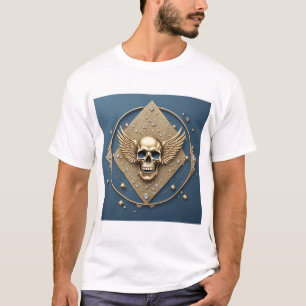 T-shirt ☠️ Crâne ailé doré Cadeau gothique pour motards 💎