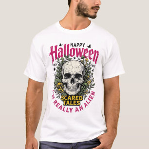 T-shirt Crâne Alien Graphique Halloween Vintage pour T-Shi