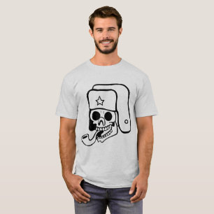 T-shirt crâne amusant avec Ushanka chapeau russe -