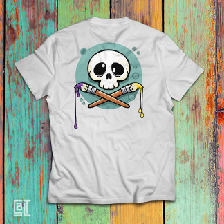 T-shirt Crâne artistique avec pinceaux croisés