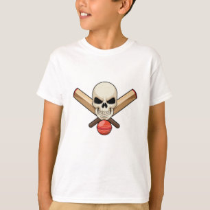T-shirt Crâne au cricket avec chauve-souris de cricket