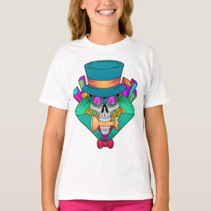 T-shirt Crâne aux échecs avec pièce d'échecs Rook