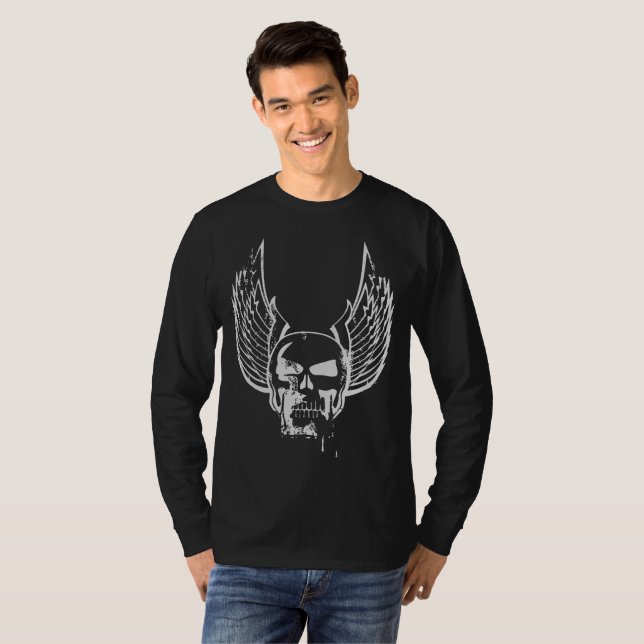 T-shirt Crâne avec ailes éthérées (Devant entier)