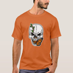 T-shirt Crâne avec Art numérique papillon  