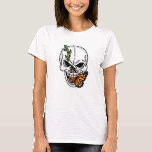 T-shirt Crâne avec Art numérique papillon