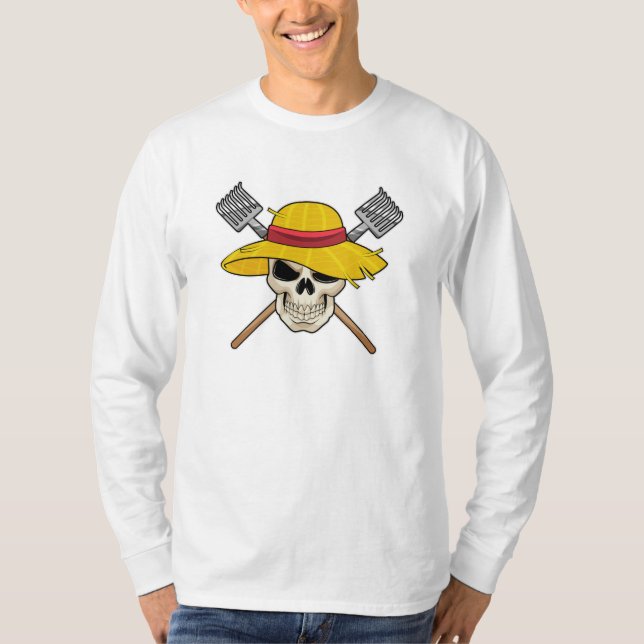 T-shirt Crâne avec Casquette en fermier avec gâteau (Devant)