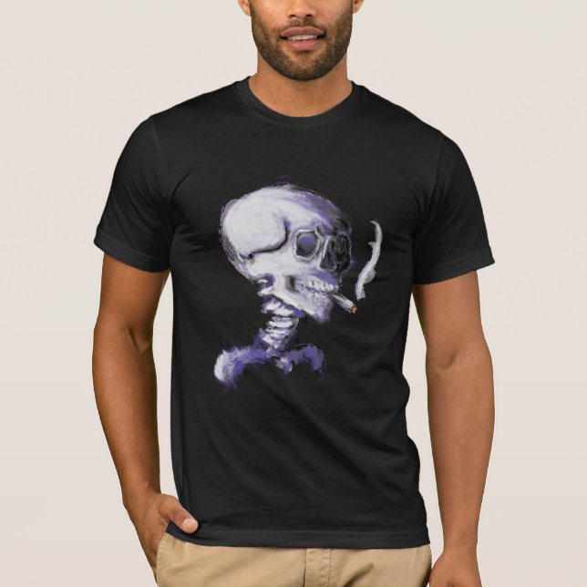 T-shirt - Crâne avec cigarette (Devant)