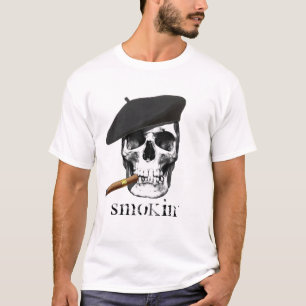 T-shirt Crâne avec le béret et le cigare fumant la chemise