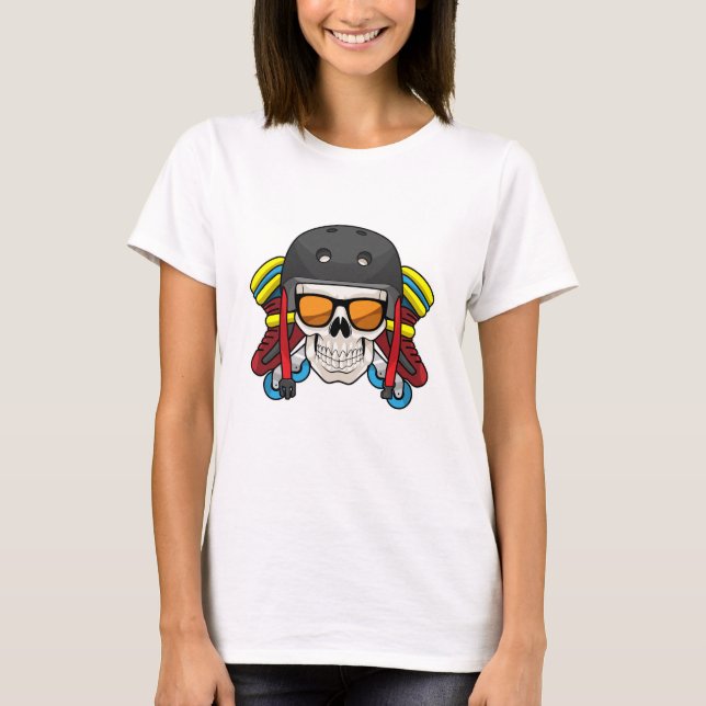 T-shirt Crâne avec lunettes de soleil et patins en ligne (Devant)