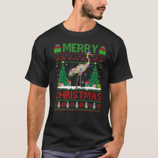 T-shirt Crane Bird Xmas Tree Vilain Père Noël Crane Noël