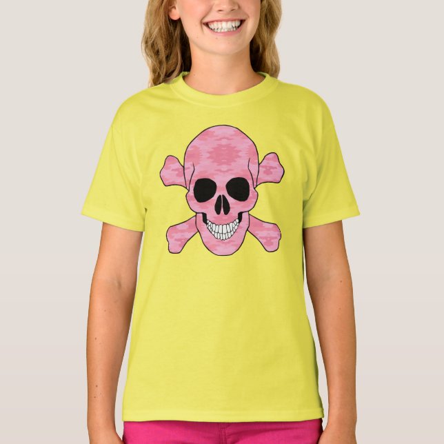 T-shirt Crâne Camouflage Rose Et Chemise Crossbones (Devant)