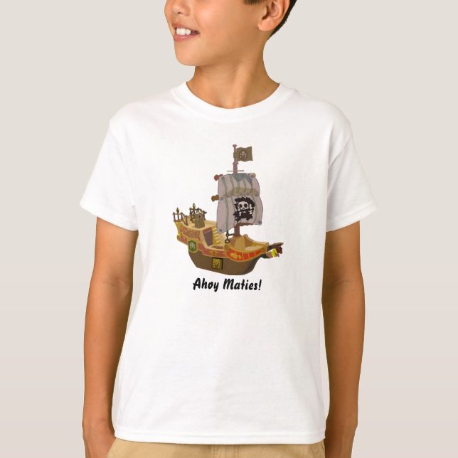 T-shirt Crâne de bateau de pirate et enfants 2 de drapeau (Devant)