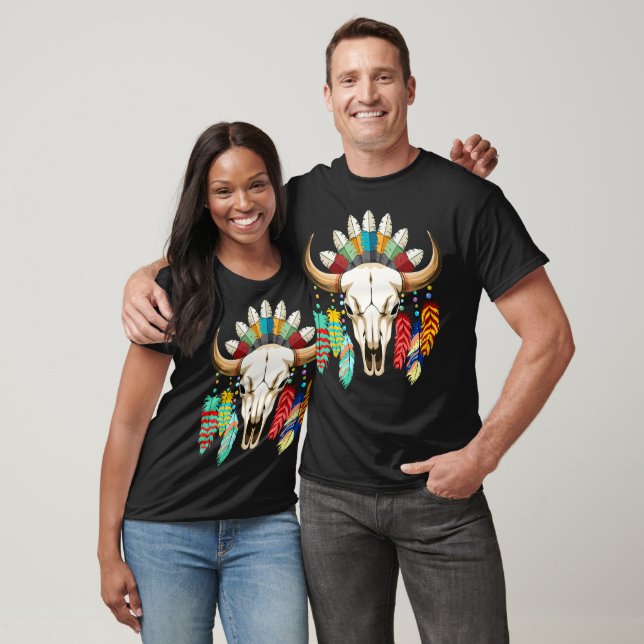 T-shirt Crâne de Buffalo Emblème Amérindien (Unisexe)