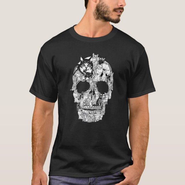 T-shirt Crâne de chat Kitty Skeleton Costume d'Halloween C (Devant)