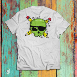 T-shirt Crâne de crâne croisé Crayons essentiels pour l'éc