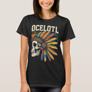 T-shirt Crâne de guerrier aztèque avec en-têtes de plume c
