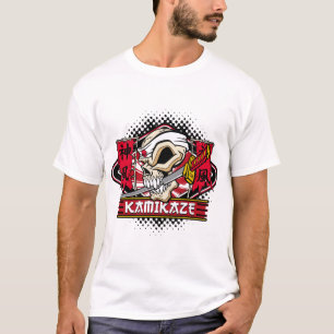 T-shirt Crâne de kamikaze avec l'épée japonaise