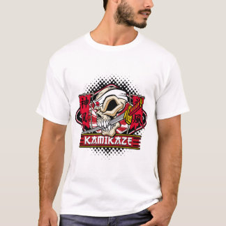 T-shirt Crâne de kamikaze avec l'épée japonaise