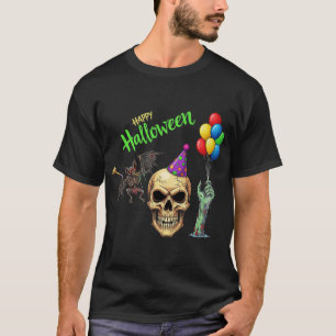T-shirt Crâne de la fête d'Halloween, chauve-souris et zom