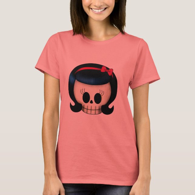 T-shirt Crâne de la fille Rockabilly (Devant)