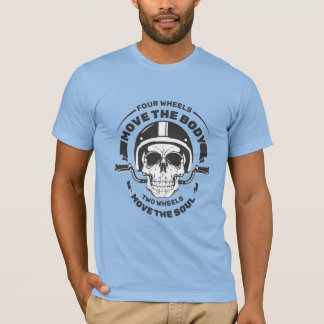 T-shirt Crâne de motard Deux Roues Font Bouger l'Âme 