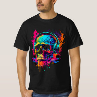 T-shirt Crâne de musique Bold 80's Retro Synthwave Graphic