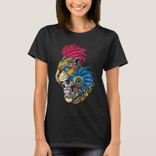 T-shirt Crâne de panthère Huichol Calavera Mexicain Aztèqu
