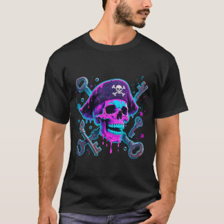 T-shirt Crâne de pirate néon