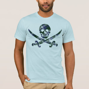 T-shirt crâne de plaid de vert bleu