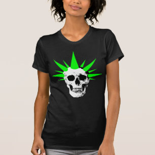 T-shirt Crâne de roche pointu avec cheveux de Spikey vert 