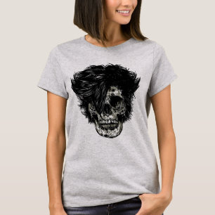 T-shirt Crâne de rockstar avec cheveux sauvages