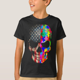 T-shirt Crâne de sensibilisation à l'autisme Pièces de puz