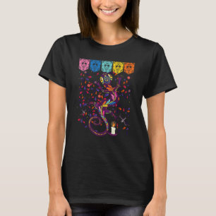 T-shirt Crâne de sucre de lézard Mexique Calavera Dia De L