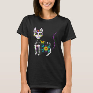 T-shirt Crâne de sucre mignon Chat mexicain Halloween Jour