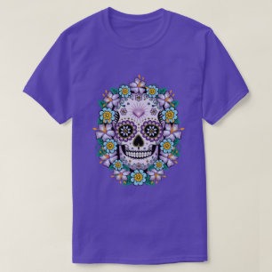 T-shirt Crâne de sucre pourpre aux fleurs