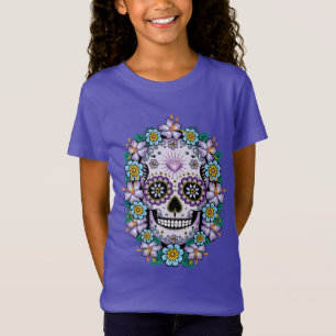 T-Shirt Crâne de sucre pourpre aux fleurs