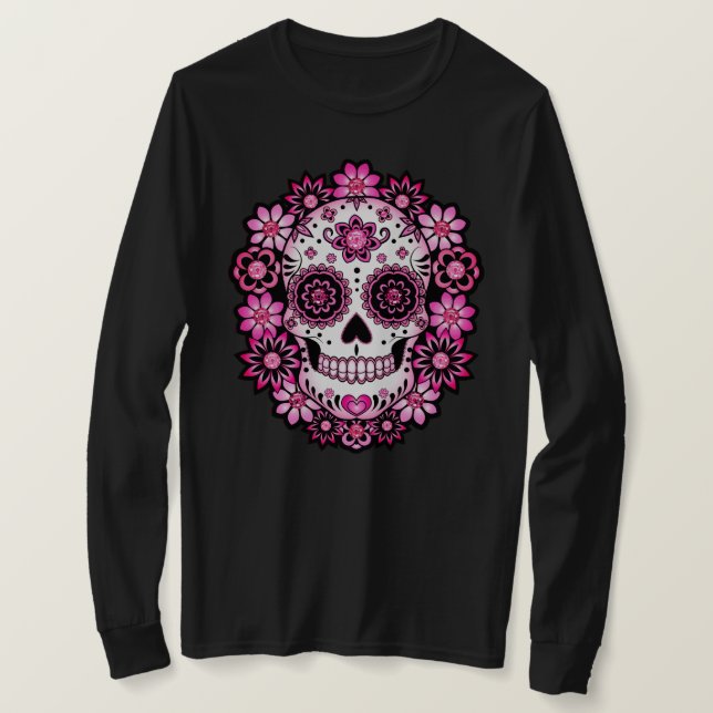 T-shirt Crâne de sucre rose (Design devant)