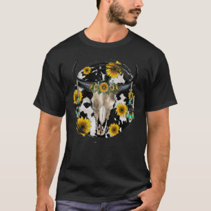 T-shirt Crâne de taureau léopard cuir de vache tournesol w