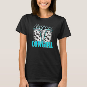 T-shirt Crâne de taureau Turquoise Léopard Cowgirl certifi