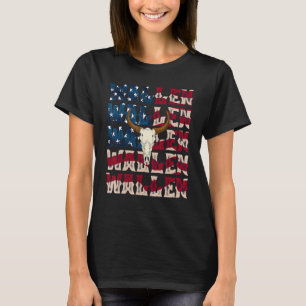 T-shirt Crâne de vache de Wallen Drapeau américain Rouge B