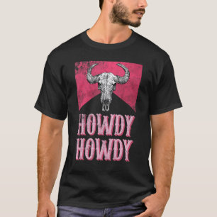 T-shirt Crâne de vache Howdy blanc rodéo occidental pays d