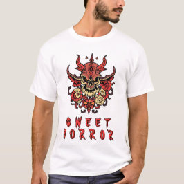 T-shirt Crâne démonique avec ornements floraux