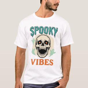 T-shirt Crâne d'Halloween Atmosphère Sombre Horreur Vintag