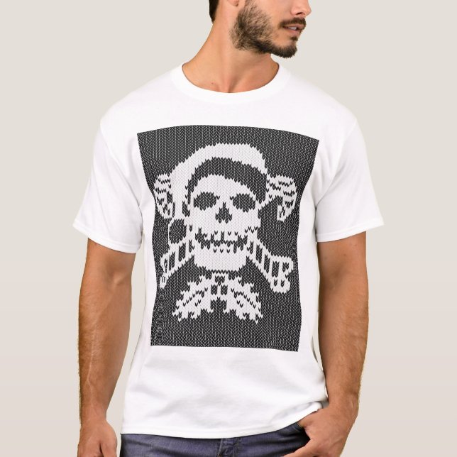 T-shirt Crâne d'os croisés de Père Noël dans le style laid (Devant)