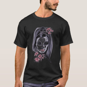 T-shirt Crâne éffrayante Lady Sugar Halloween Dia De Los M