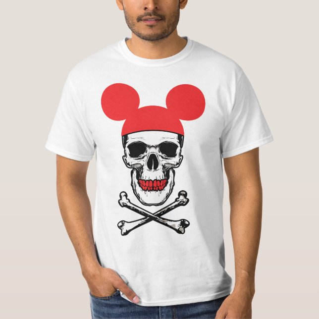 T-shirt Crâne en Casquette souris-oreille avec X-Bone (Devant)